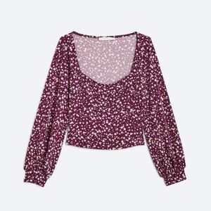 LUSH Naomi Square Neck Cropped Knit Top - Size L